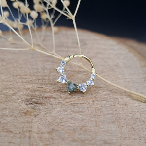 Aro corazón verde plata 925